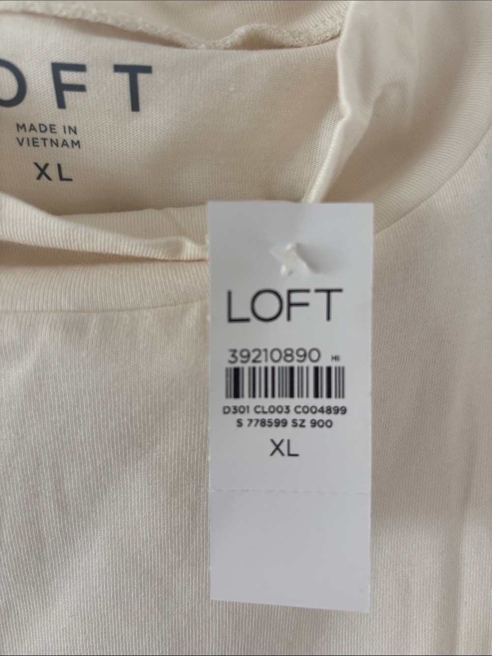 NWT LOFT Cream Mock Neck Oversized Short Sleeve Tee SIZE XL - Picture 3 of 8